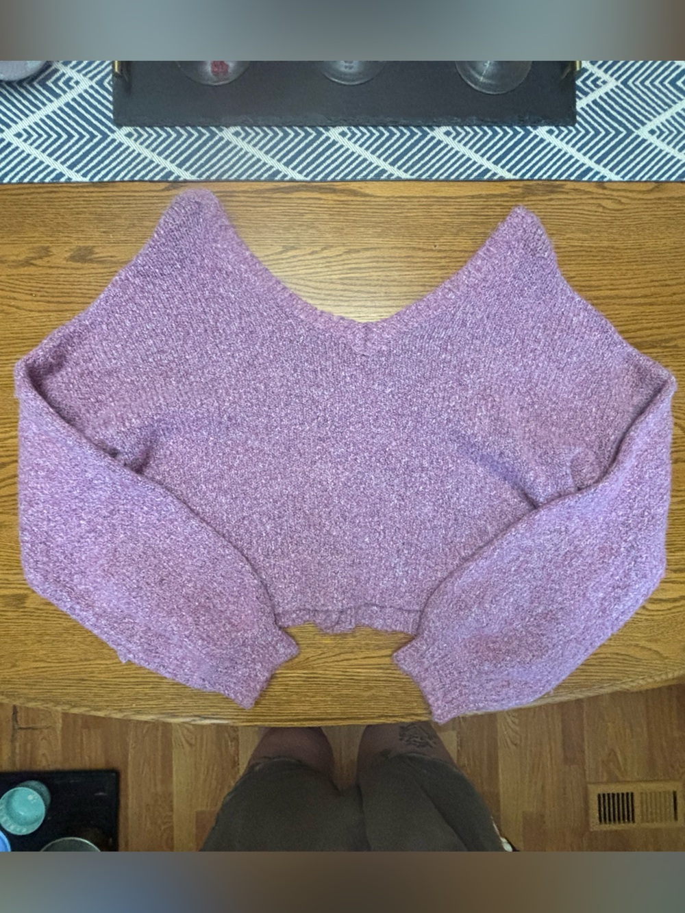 William Rast Off‑the‑Shoulder Lilac Knit Sweater